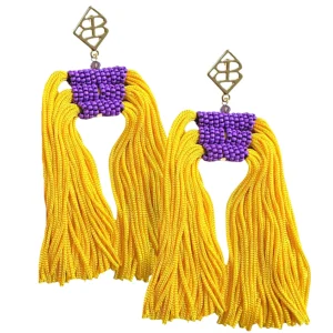 Color Block Tassel Earrings - Purple and Gold-Brianna Cannon Outlet