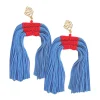 Color Block Tassel Earrings - Powder Blue and Red-Brianna Cannon Online