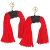 Color Block Tassel Earrings - Red and Black-Brianna Cannon New