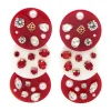 Crimson and White Triple Dot Earrings-Brianna Cannon Sale