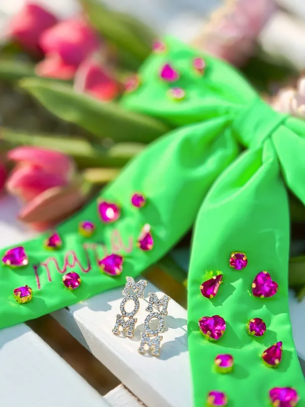 Crystal MOM Stud Earrings-Brianna Cannon Clearance