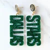 Dallas Stars - Green Glitter DALLAS STARS over White with Black Logo Top-Brianna Cannon Outlet