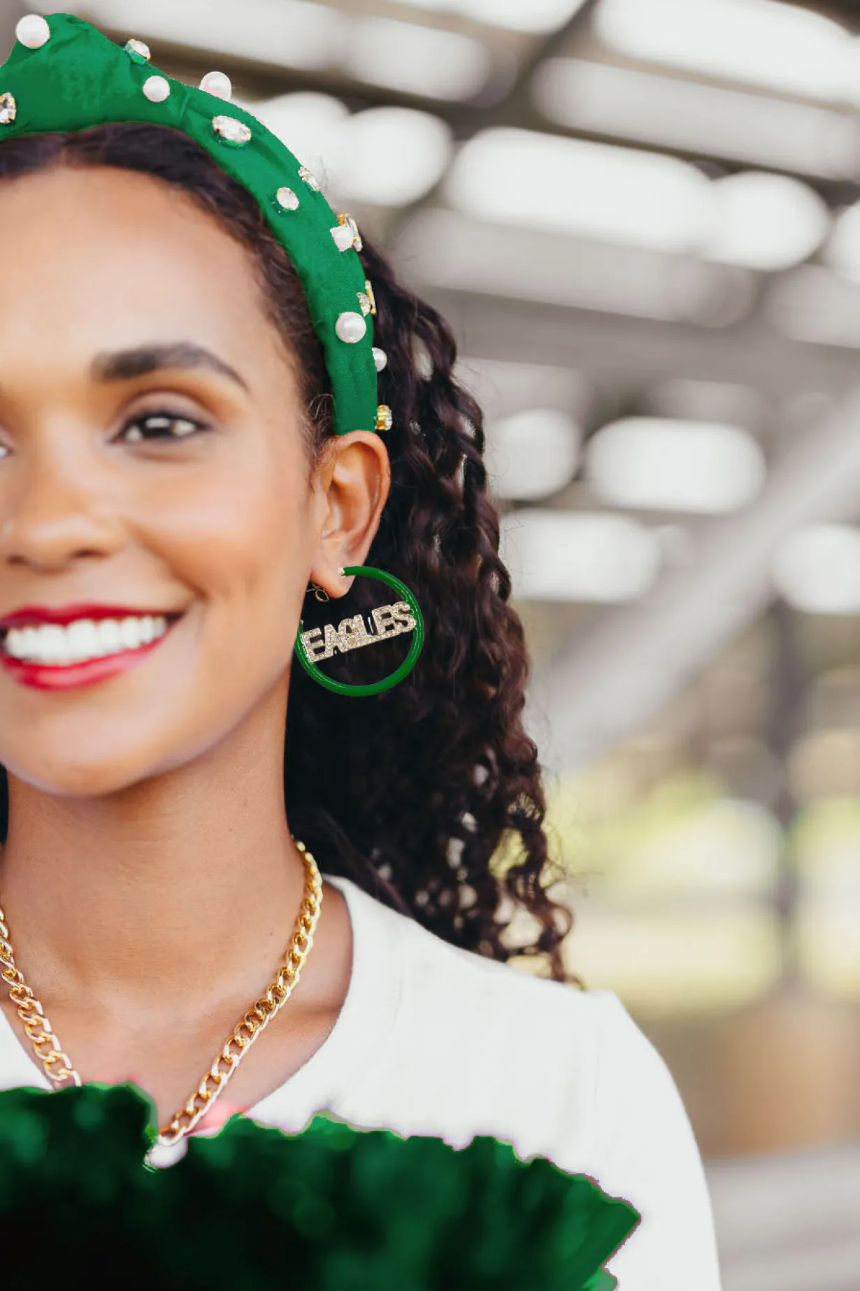 eagles_green_pav_hoop_ear_1.webp EAGLES Green Pavé Hoop Earrings-Brianna Cannon Discount