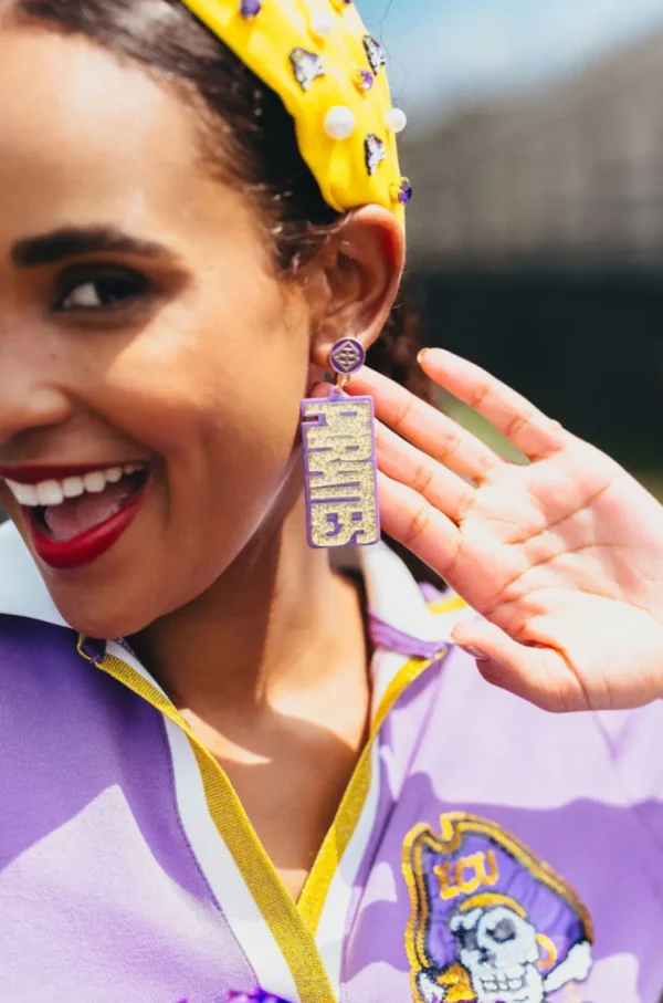 East Carolina Gold Glitter PIRATES Earrings-Brianna Cannon Outlet