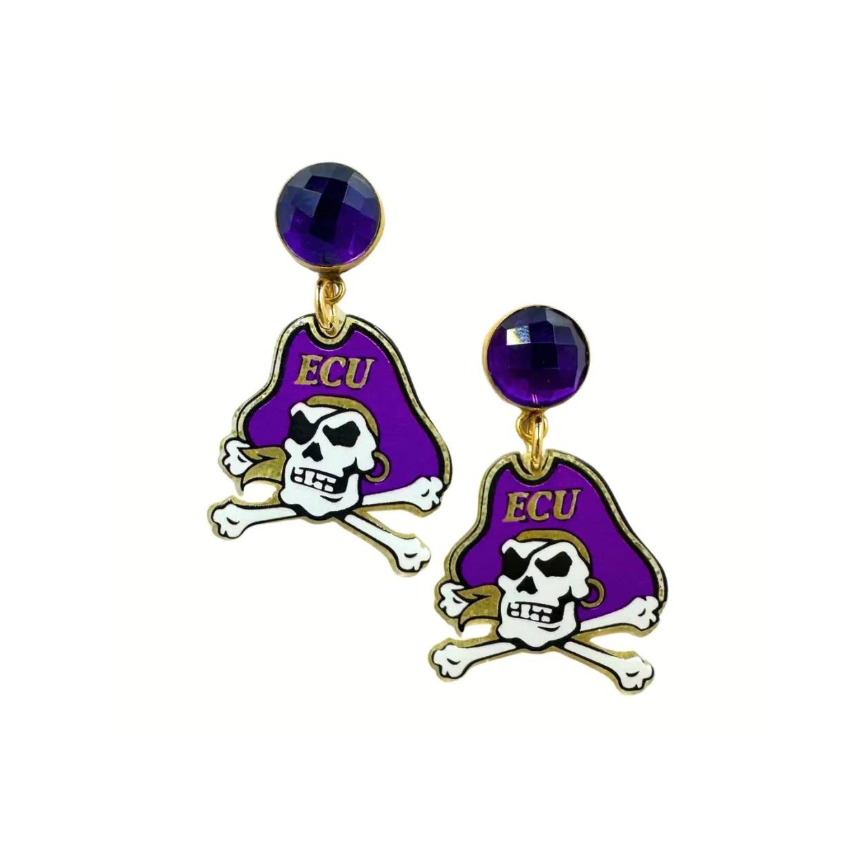 east_carolina_mini_pirate_0.webp East Carolina Mini Pirates Logo Earrings-Brianna Cannon Clearance