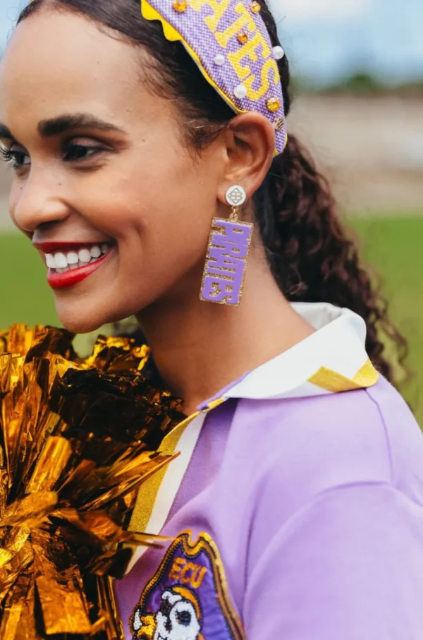 East Carolina Purple PIRATES Earrings-Brianna Cannon Sale