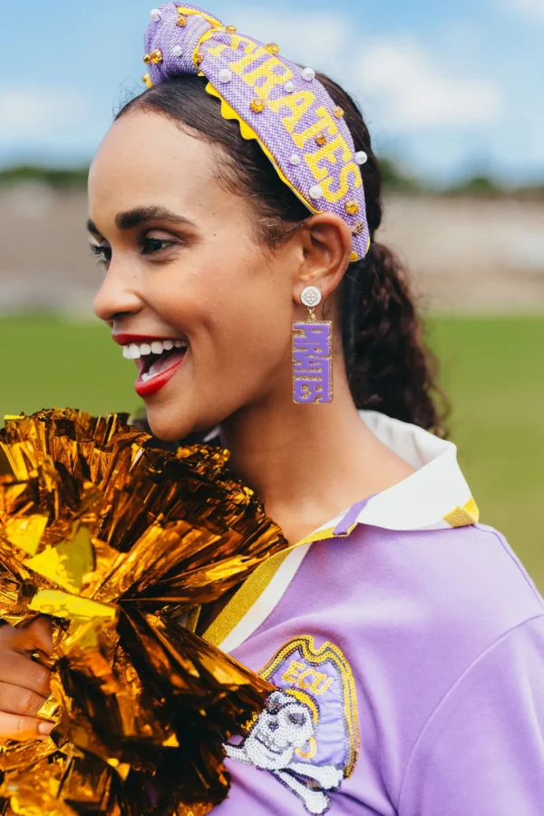 East Carolina Purple PIRATES Earrings-Brianna Cannon Sale