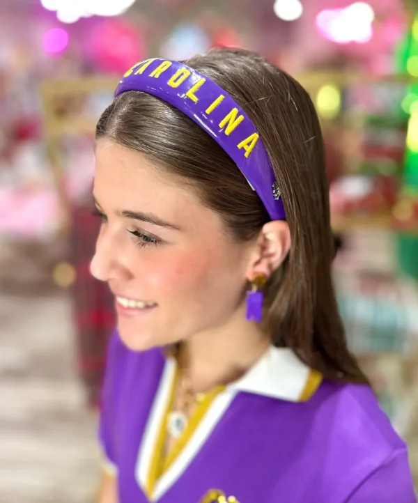 East Carolina Purple Thin Embroidered Headband-Brianna Cannon Fashion