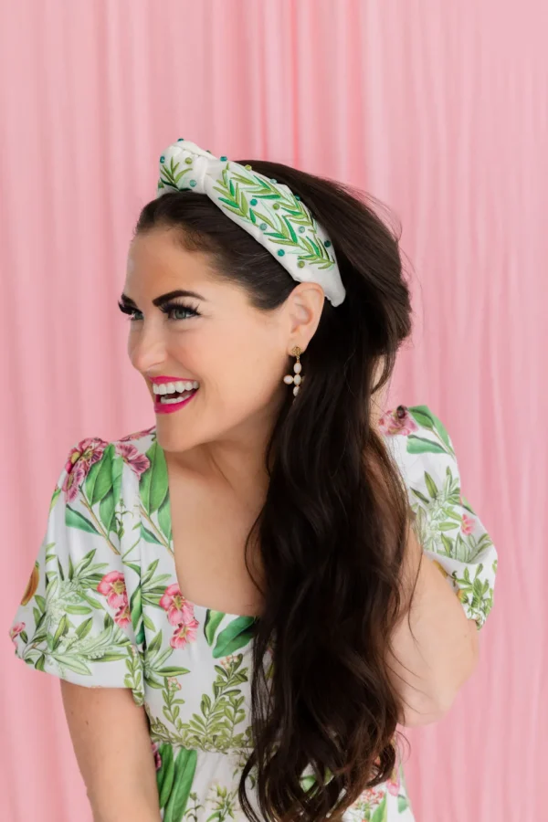 Embroidered Hosanna Palm Leaves Headband-Brianna Cannon Outlet