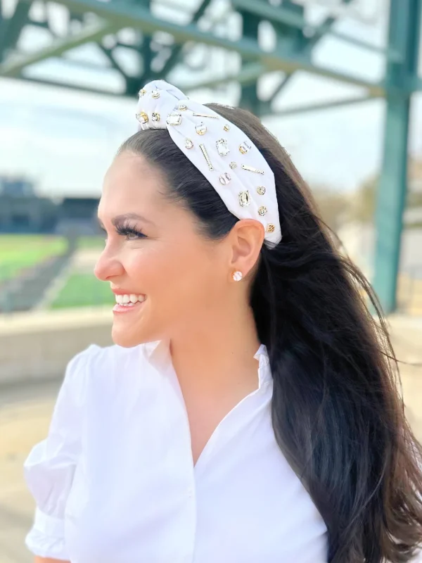 Fan Gear Baseball Headband in White-Brianna Cannon Clearance
