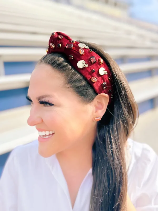 Fan Gear Football Headband in Maroon-Brianna Cannon Online