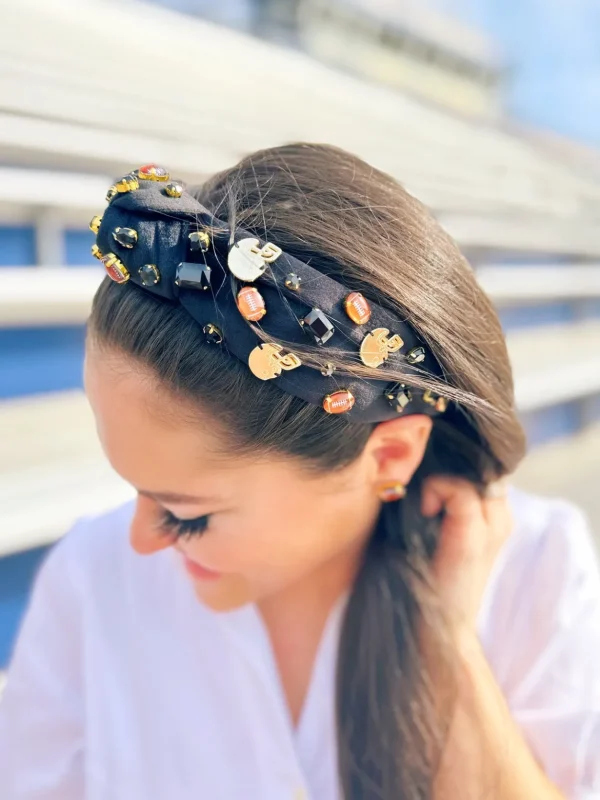 Fan Gear Football Headband in Black-Brianna Cannon Discount