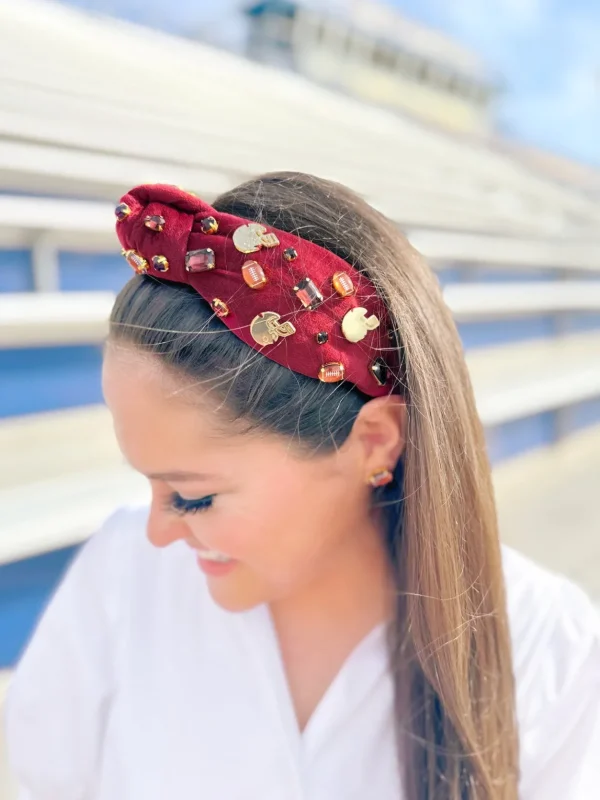 Fan Gear Football Headband in Maroon-Brianna Cannon Online