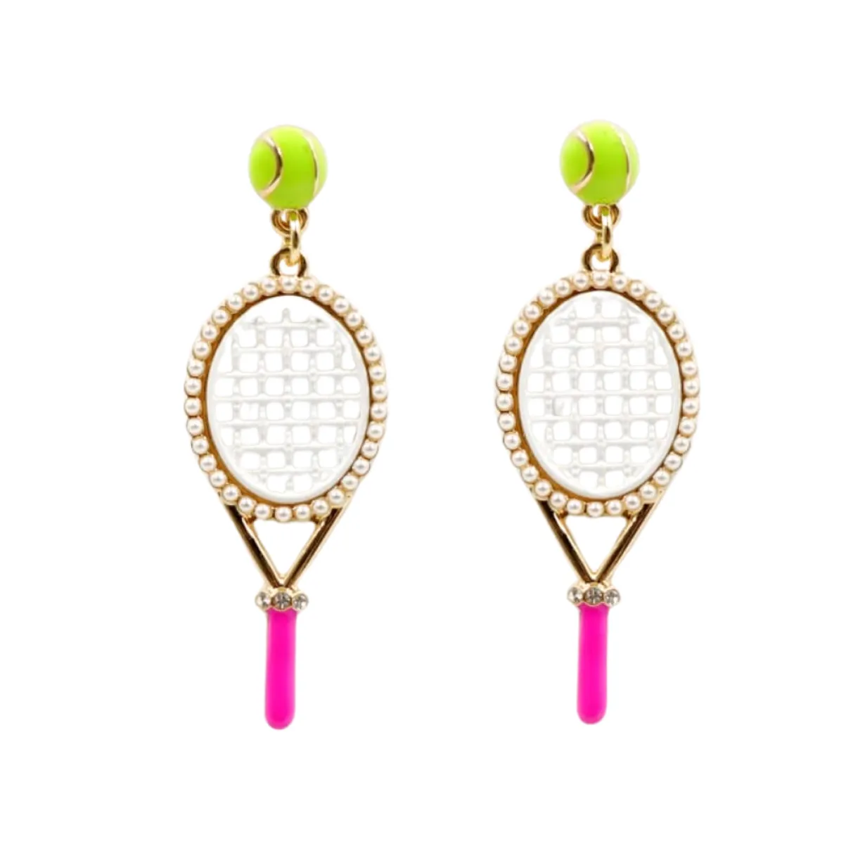 fan_gear_tennis_racquet_e_0.webp Fan Gear Tennis Racquet Earrings with Tennis Ball Top-Brianna Cannon Discount