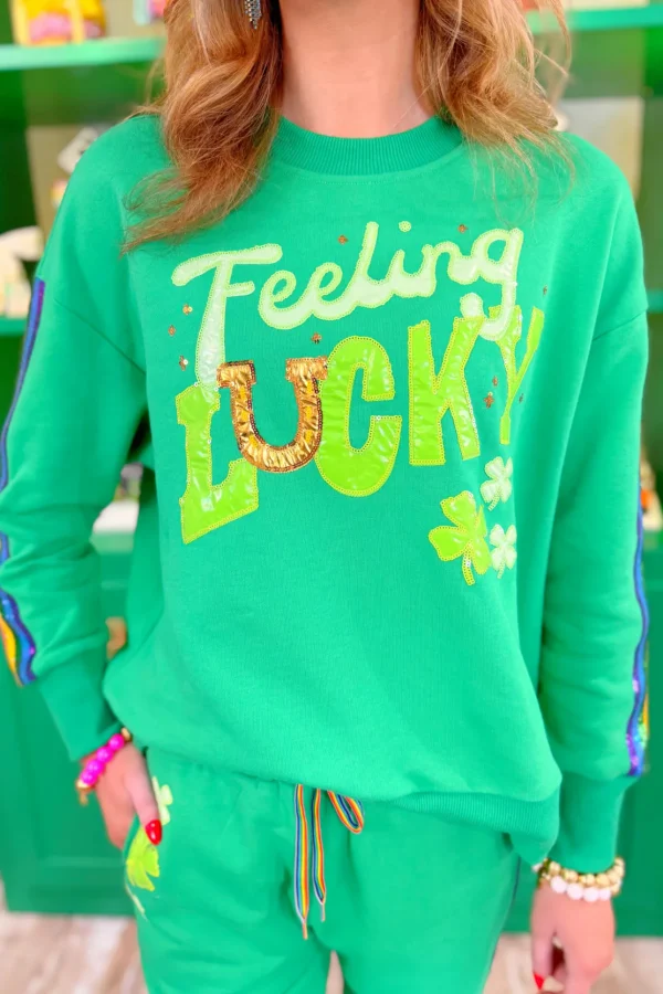 Feelin’ Lucky Rainbow Stripe Sweatshirt-Brianna Cannon Sale