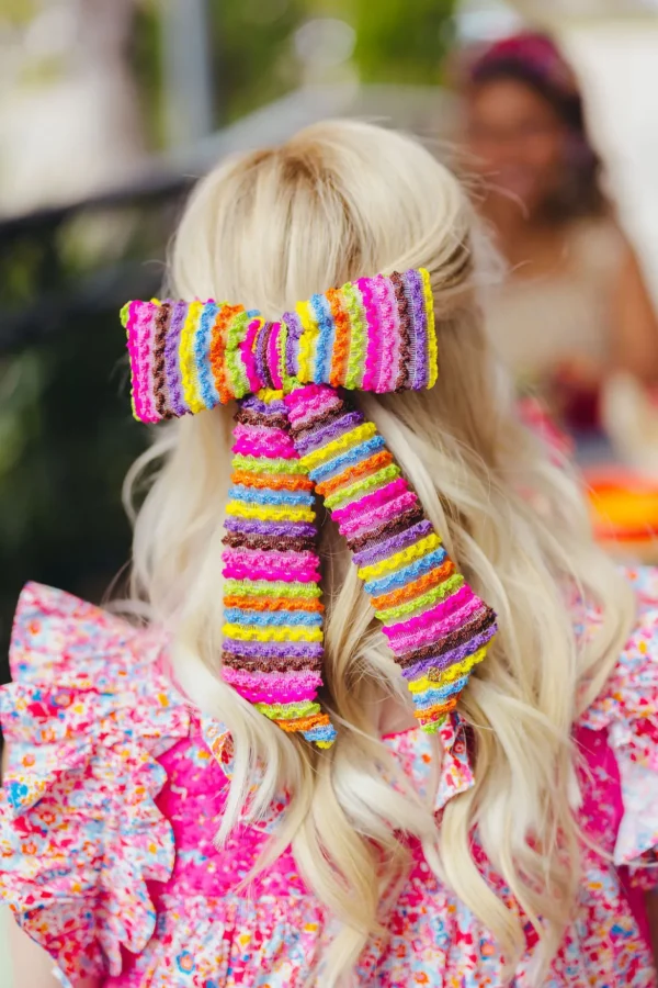 Fiesta Ruffle Rainbow Bow Barrette-Brianna Cannon Fashion