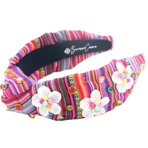 Fiesta Serape Headband with 3D Flowers and Crystals-Brianna Cannon Hot