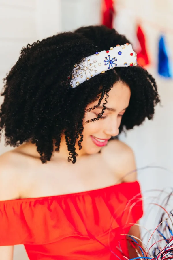 Firework Celebration Headband - White-Brianna Cannon Clearance