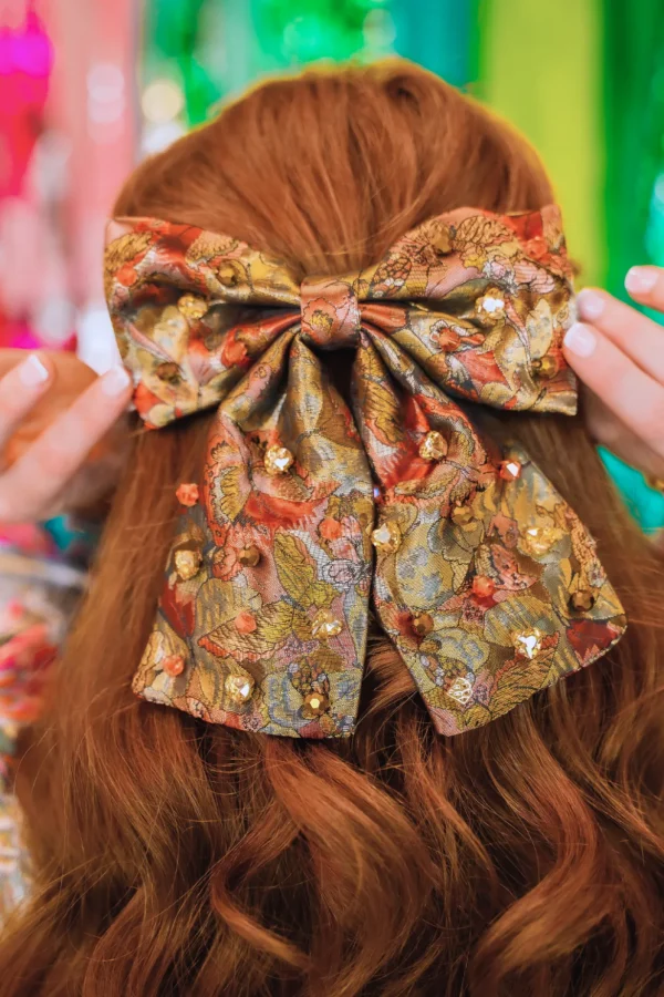 Floral Butterfly Bow Barrette With Crystals-Brianna Cannon Hot