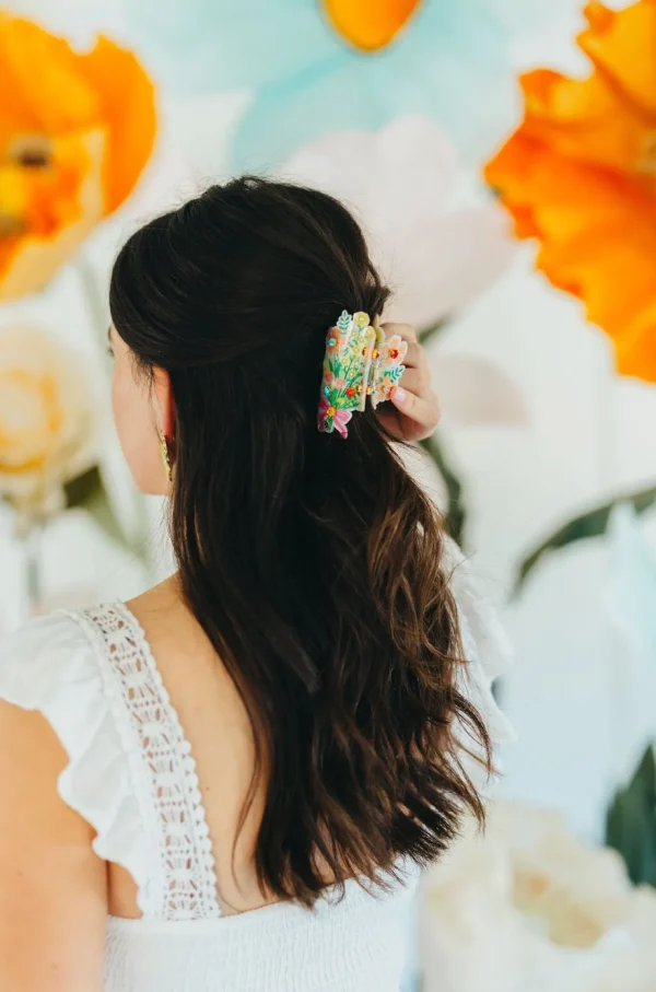 Floral Claw Clip with Crystals & Pearls-Brianna Cannon Sale