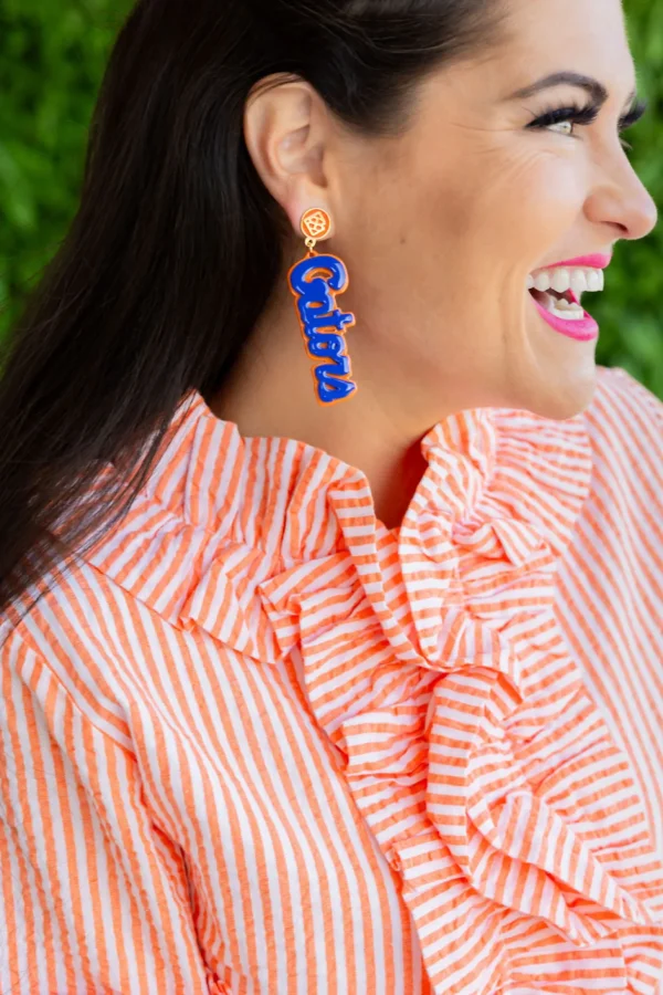 Florida Blue Gators Script Earrings-Brianna Cannon New