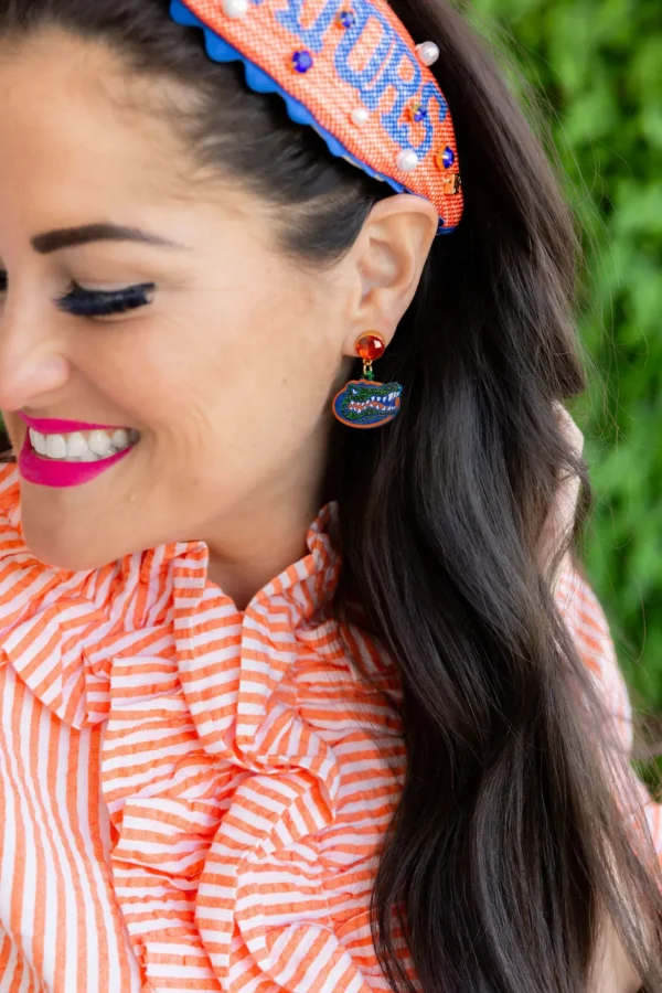 Florida Mini Gator Logo Earrings-Brianna Cannon Outlet