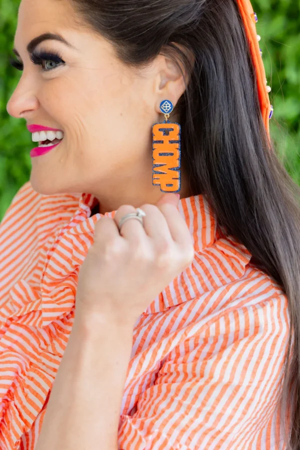 Florida Orange CHOMP CHOMP Earrings-Brianna Cannon Online