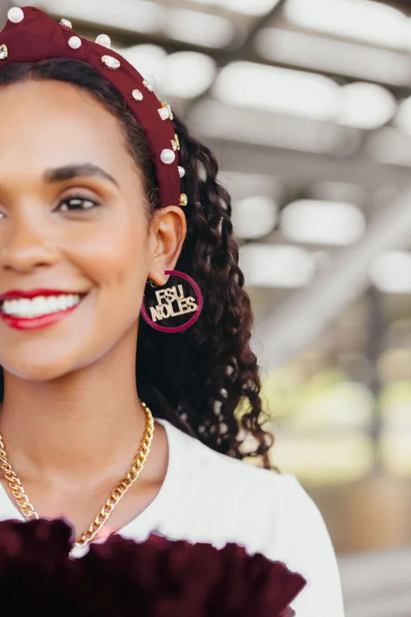Florida State FSU NOLES Garnet Pavé Hoop Earrings-Brianna Cannon Online