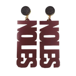 Florida State Garnet NOLES Earrings with Black Druzy-Brianna Cannon Fashion