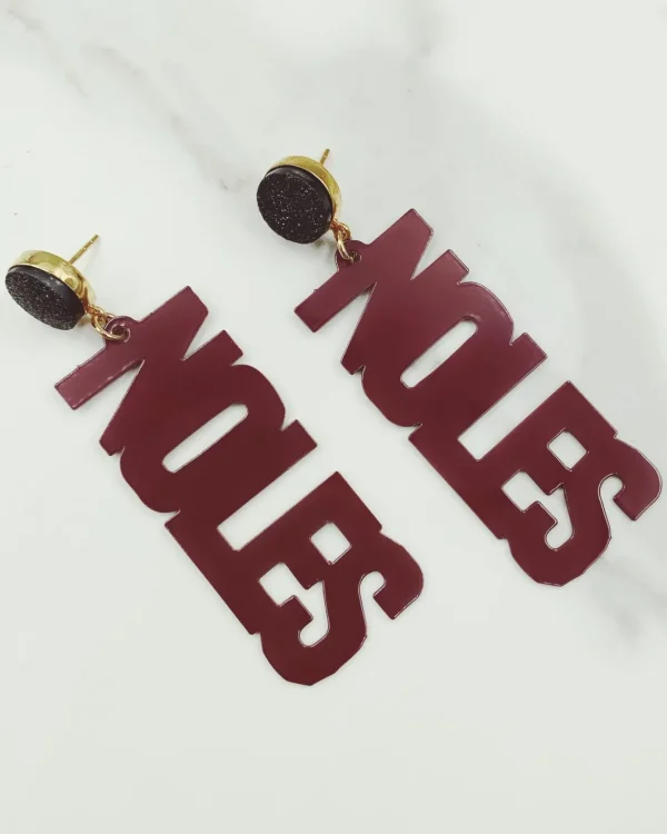Florida State Garnet NOLES Earrings with Black Druzy-Brianna Cannon Fashion