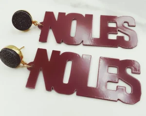 Florida State Garnet NOLES Earrings with Black Druzy-Brianna Cannon Fashion