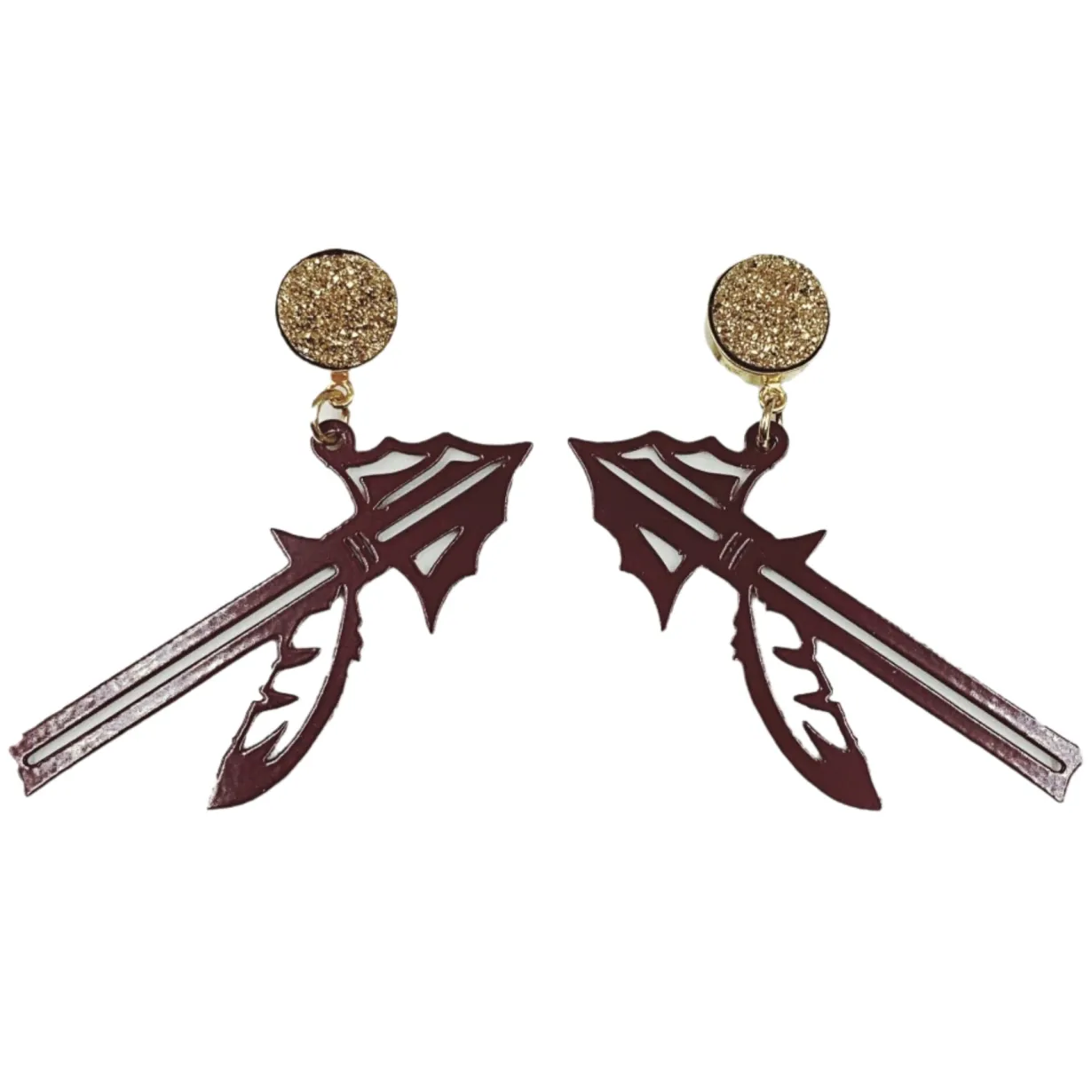 florida_state_garnet_spea_0-1.webp Florida State Garnet Spear Earrings with Gold Druzy-Brianna Cannon Sale
