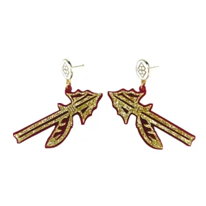 Florida State Gold Glitter Spear Earrings-Brianna Cannon Hot