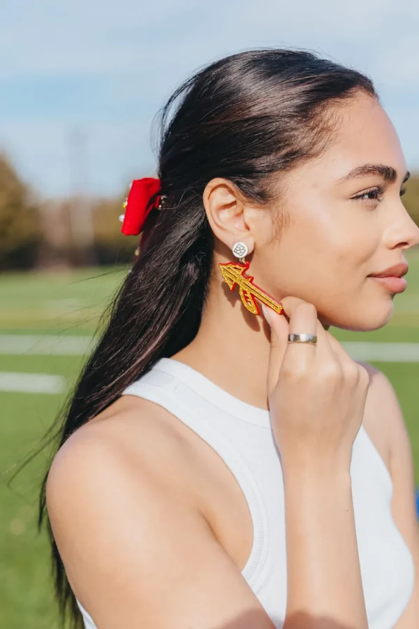 Florida State Gold Glitter Spear Earrings-Brianna Cannon Hot