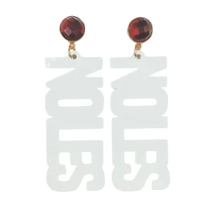 Florida State White NOLES Earrings with Garnet Studs-Brianna Cannon Fashion