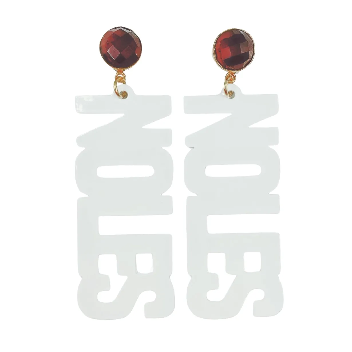florida_state_white_noles_0.webp Florida State White NOLES Earrings with Garnet Studs-Brianna Cannon Fashion