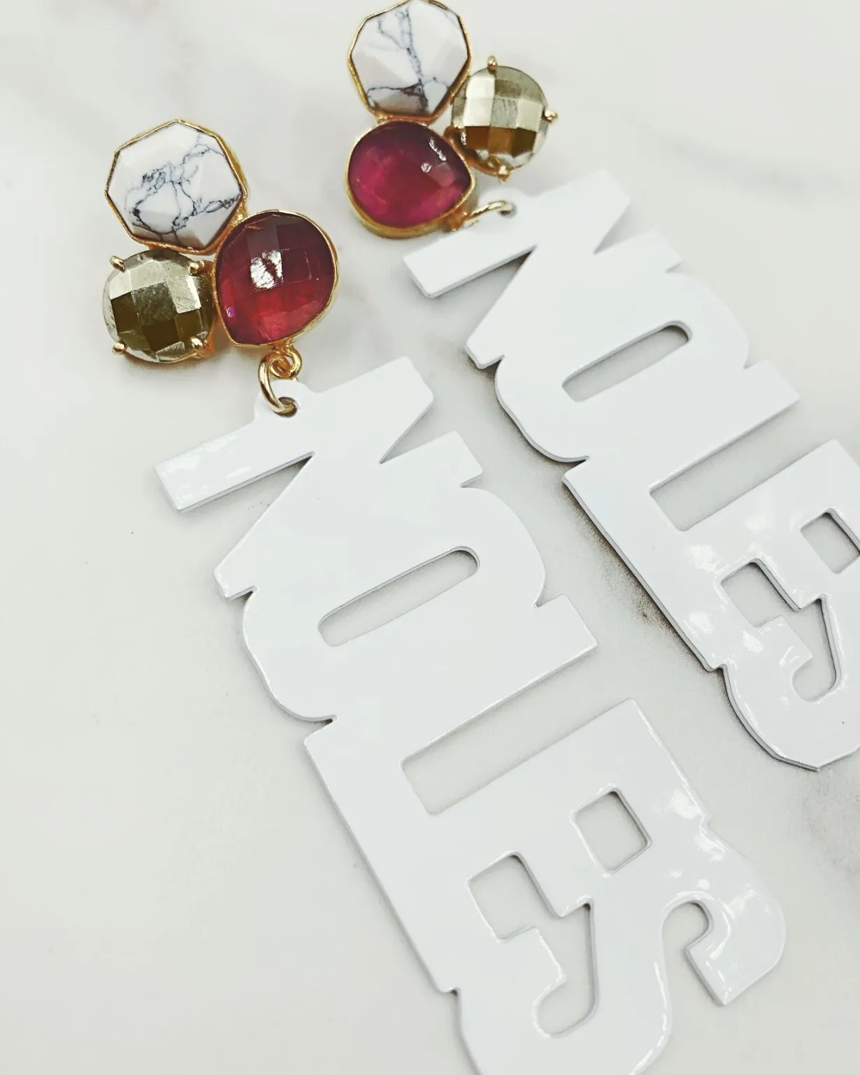 florida_state_white_noles_1-1.webp Florida State White NOLES Earrings with 3 Gemstones-Brianna Cannon Best