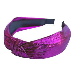 Fuchsia Pleated Metallic Knotted Headband-Brianna Cannon Discount
