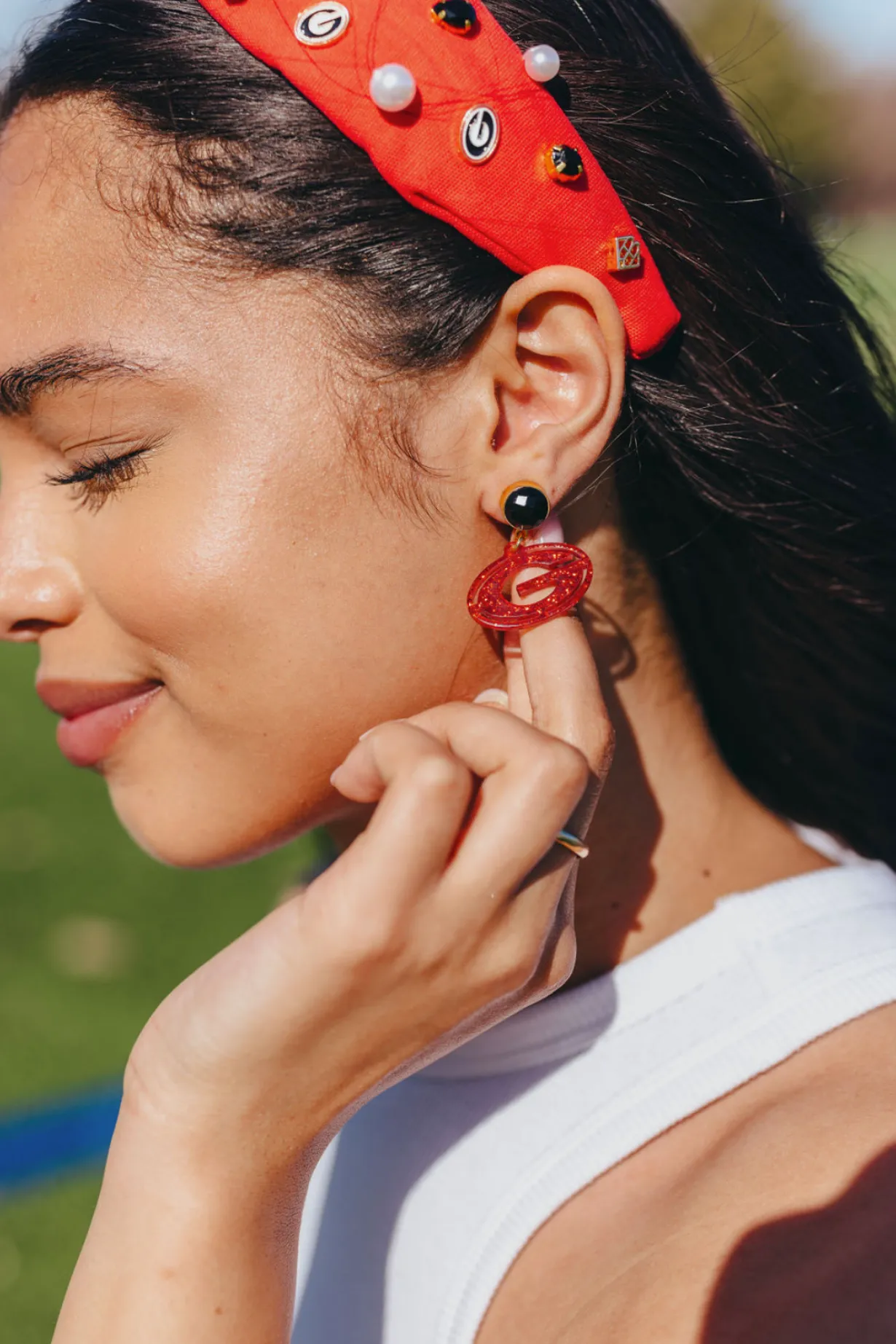 georgia_red_glitter_mini__1.webp Georgia Red Glitter Mini Power G Earrings-Brianna Cannon New