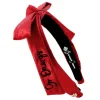 Georgia Red Thin Embroidered Ribbon Bow Headband-Brianna Cannon Clearance