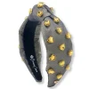 Gold and Navy Shimmer Headband with Gold Crystal Hearts-Brianna Cannon Fashion