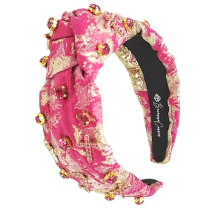Gold and Pink Metallic Headband with Pink Crystals and Crosses-Brianna Cannon New