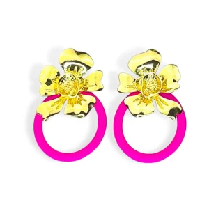 Gold Flower Earrings with 3 Interchangeable Hoops-Brianna Cannon Best