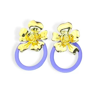 Gold Flower Earrings with 3 Interchangeable Hoops-Brianna Cannon Best