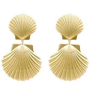 Gold Shell Drop Earrings-Brianna Cannon Best