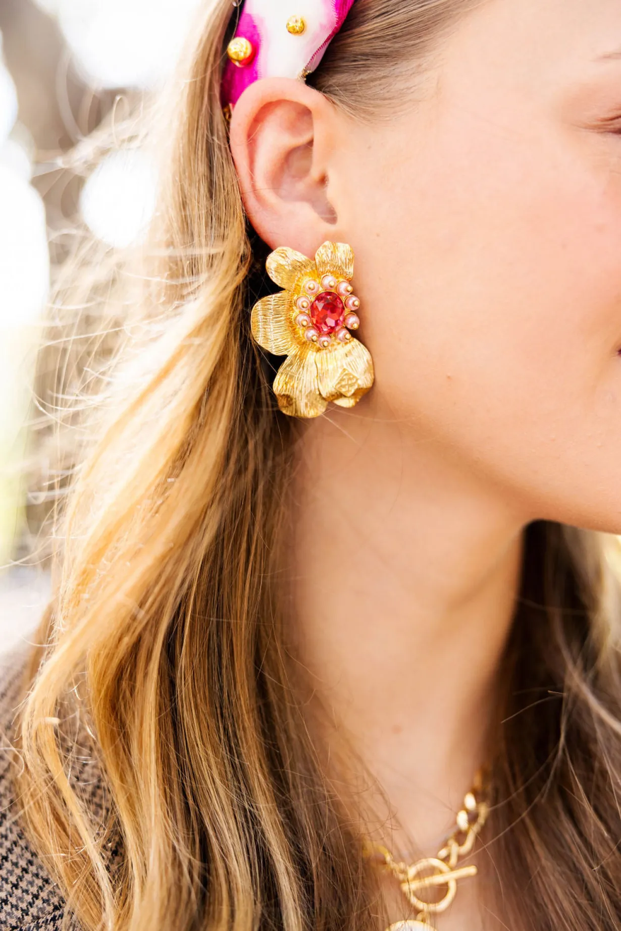 golden_bloom_statement_ea_1-1.webp Golden Bloom Statement Earrings in Pink-Brianna Cannon Fashion