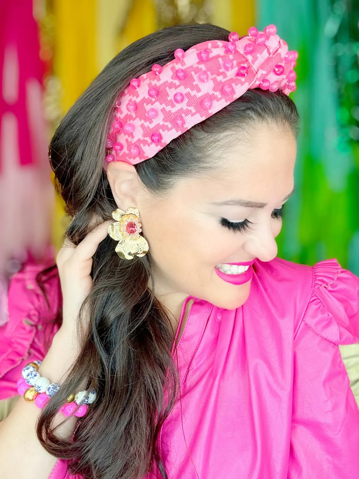 golden_bloom_statement_ea_6-1.webp Golden Bloom Statement Earrings in Pink-Brianna Cannon Fashion