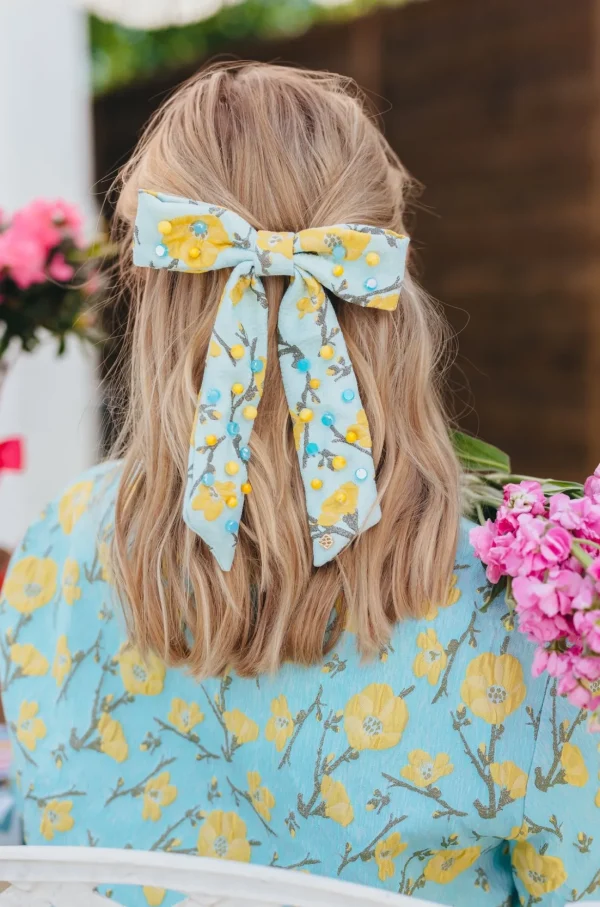 Golden Cali Flowers Bow Barrette-Brianna Cannon Outlet