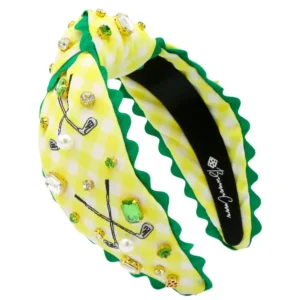 Golf Social Club Yellow Gingham Headband-Brianna Cannon Fashion