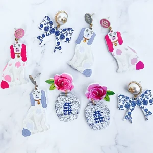 Grandmillennial Collection - Staffordshire Spaniel Earrings (MULTIPLE COLORS)-Brianna Cannon Online